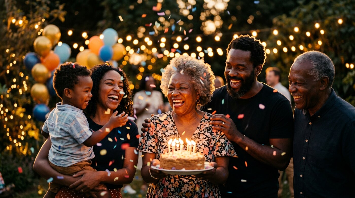 Family celebrating a birthday, captured for a celebration highlight video